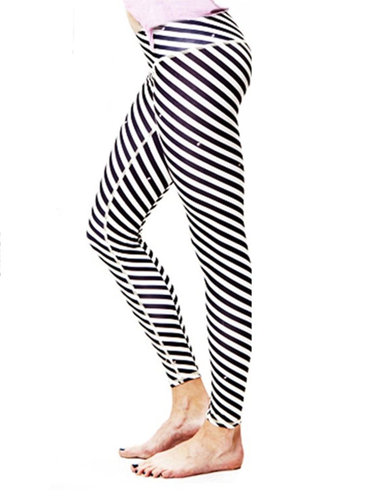 Naisten Zebra Stripe -joogahousut Joissa On Korkea Vyötärö Tiktok-leggingsit
