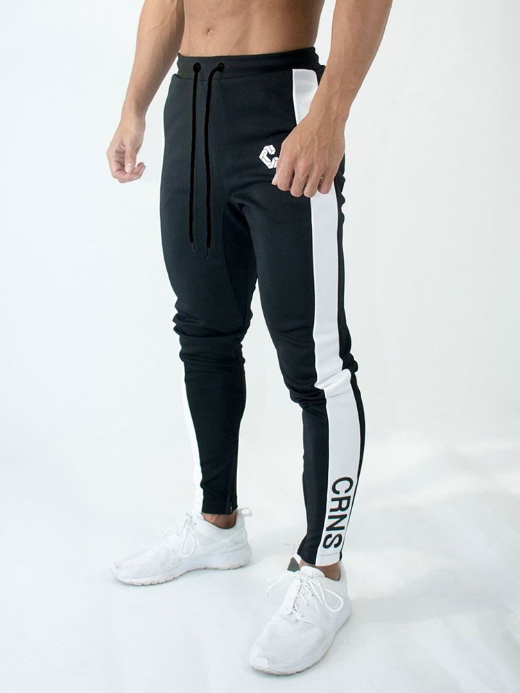 Print Cotton Letter Zipper Miesten Urheiluhousut
