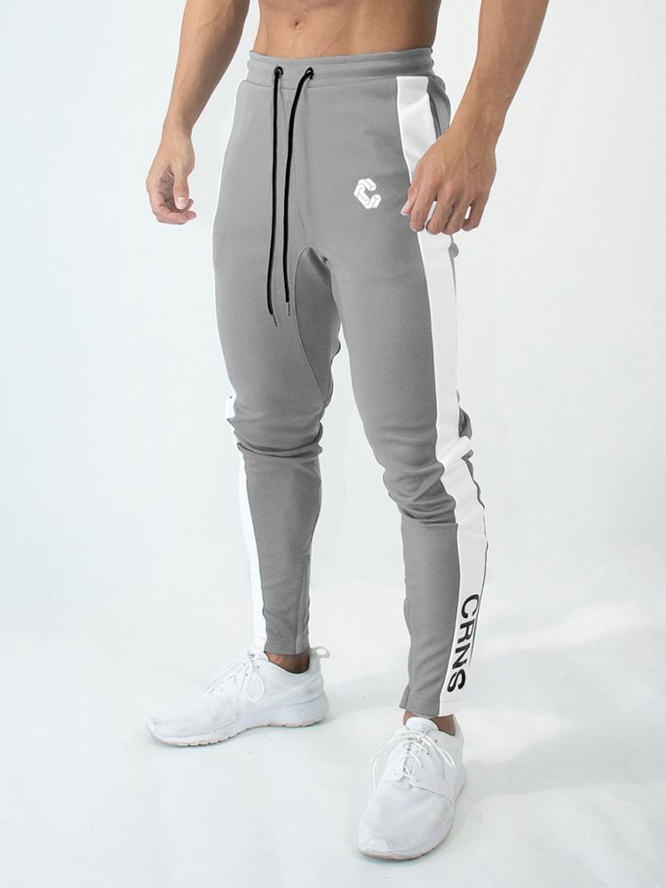 Print Cotton Letter Zipper Miesten Urheiluhousut