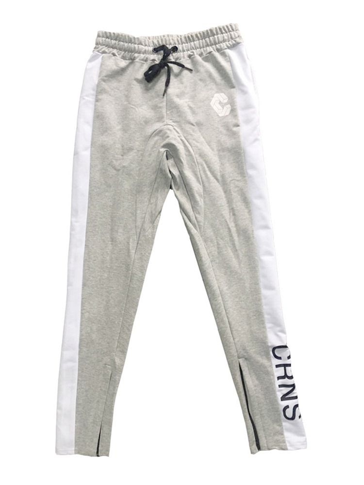 Print Cotton Letter Zipper Miesten Urheiluhousut