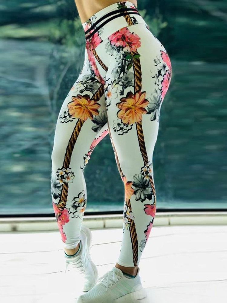 Print Floral Whip Nylon High Waist Naisten Leggingsit Joogahousut High Waist Tiktok Leggingsit