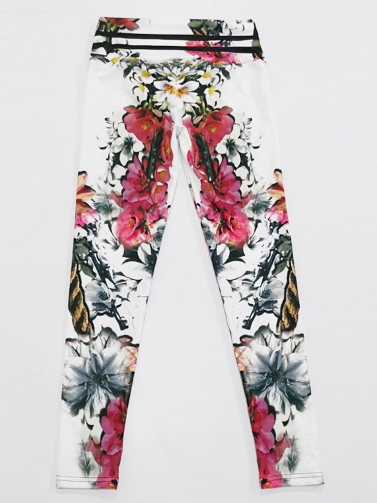 Print Floral Whip Nylon High Waist Naisten Leggingsit Joogahousut High Waist Tiktok Leggingsit