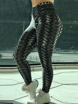 Solid Weave Print -joogahousut Naisille Korkea Vyötärö Tiktok-leggingsit