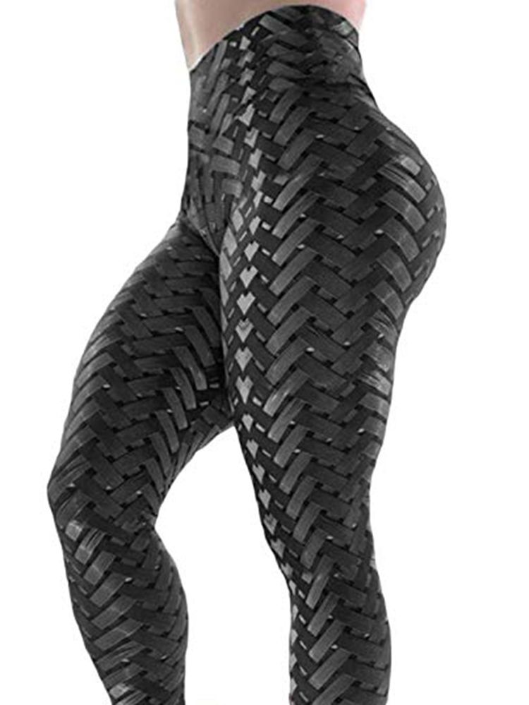 Solid Weave Print -joogahousut Naisille Korkea Vyötärö Tiktok-leggingsit
