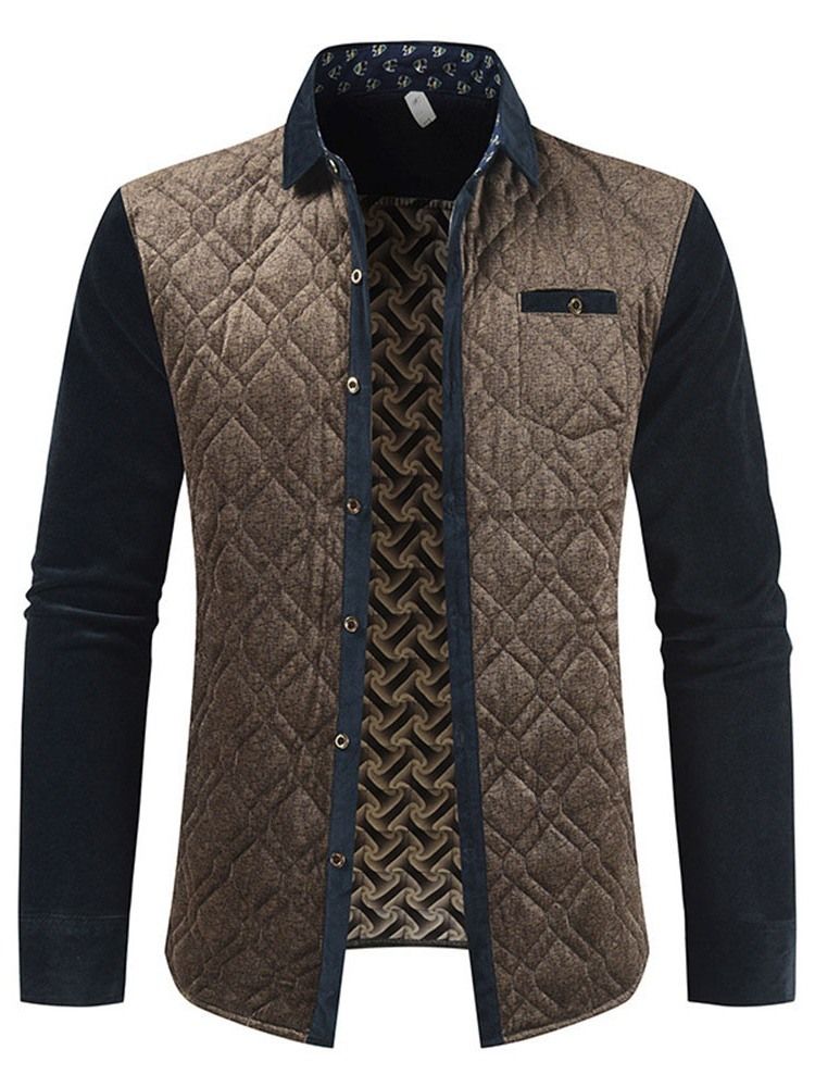 Color Block Lapel Patchwork Fall Miesten Takki