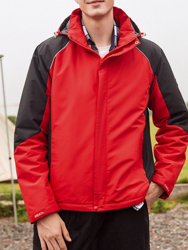 Fleece Color Block -hupullinen Urheilutalvinen Miesten Takki