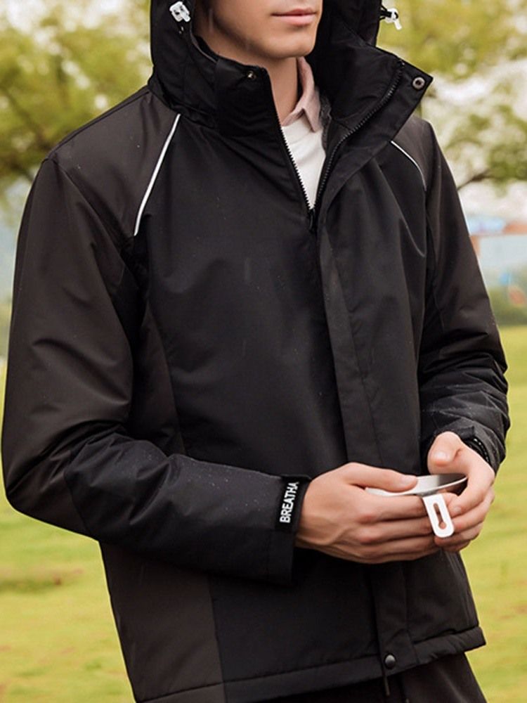 Fleece Color Block -hupullinen Urheilutalvinen Miesten Takki