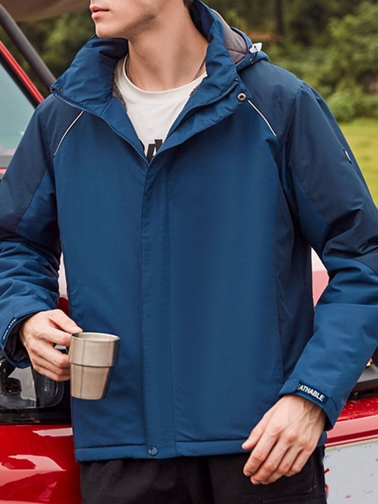 Fleece Color Block -hupullinen Urheilutalvinen Miesten Takki