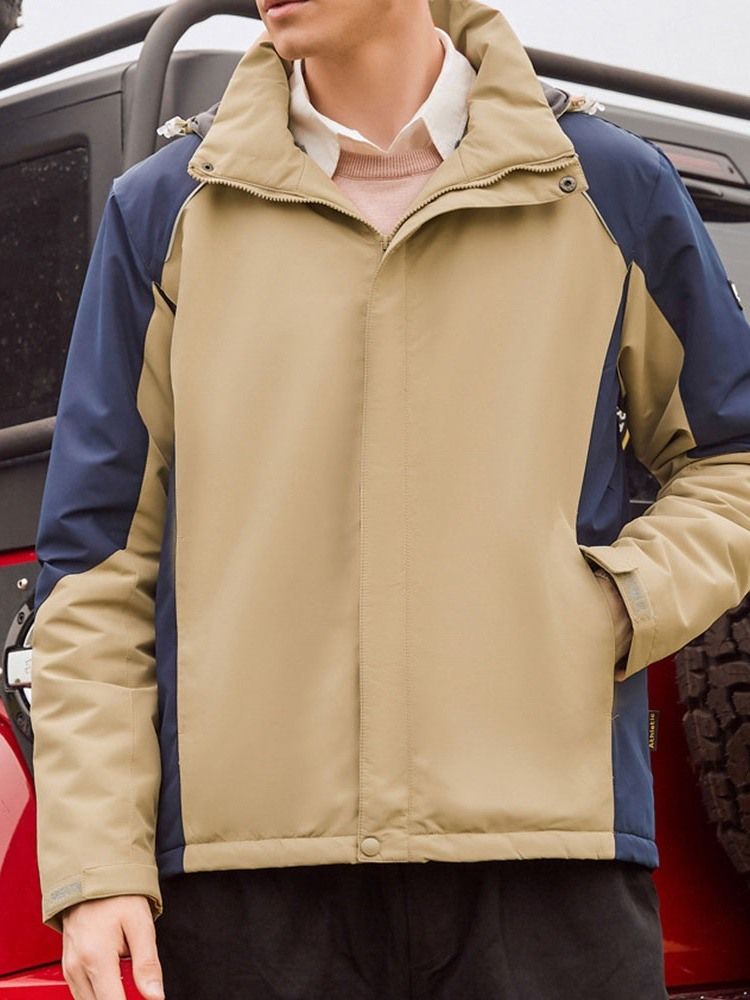 Fleece Color Block -hupullinen Urheilutalvinen Miesten Takki
