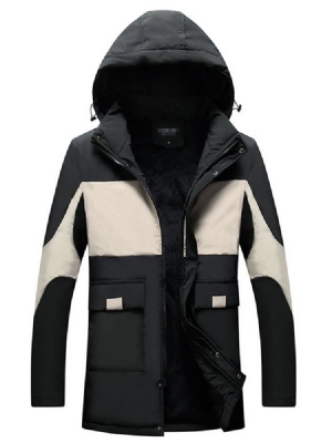 Hupullinen Keskipitkä Patchwork Zipper Casual Miesten Untuvatakki