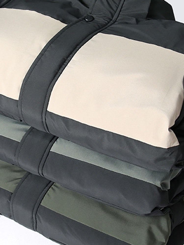 Hupullinen Keskipitkä Patchwork Zipper Casual Miesten Untuvatakki