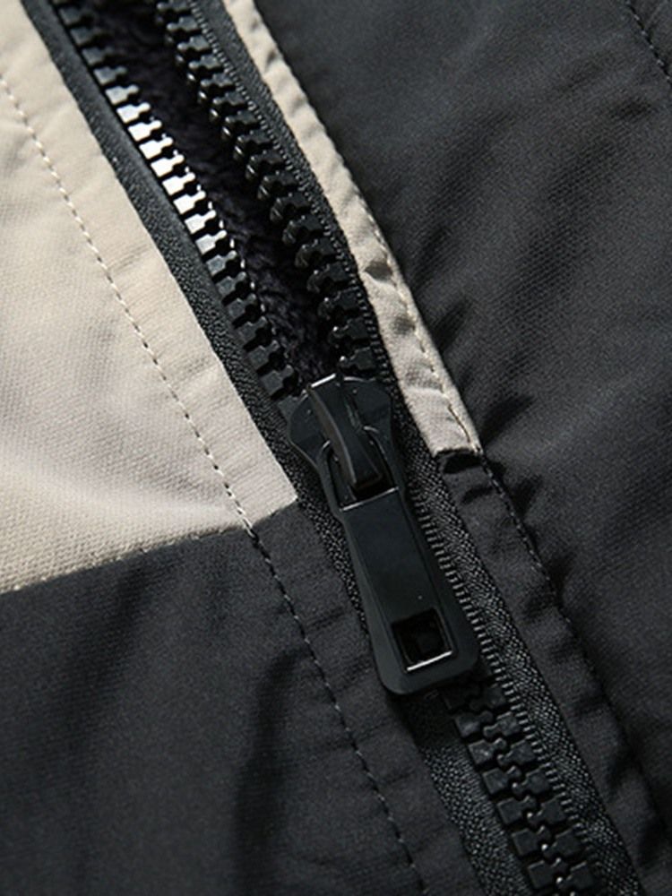 Hupullinen Keskipitkä Patchwork Zipper Casual Miesten Untuvatakki