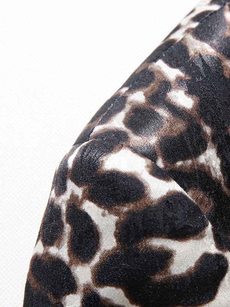 Leopardinappinen Miesten Lovinen Käänne Ohut Fit Bleiseritakki