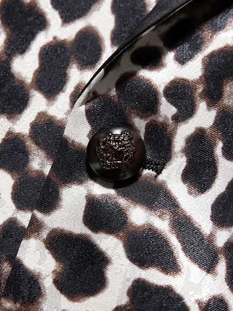 Leopardinappinen Miesten Lovinen Käänne Ohut Fit Bleiseritakki