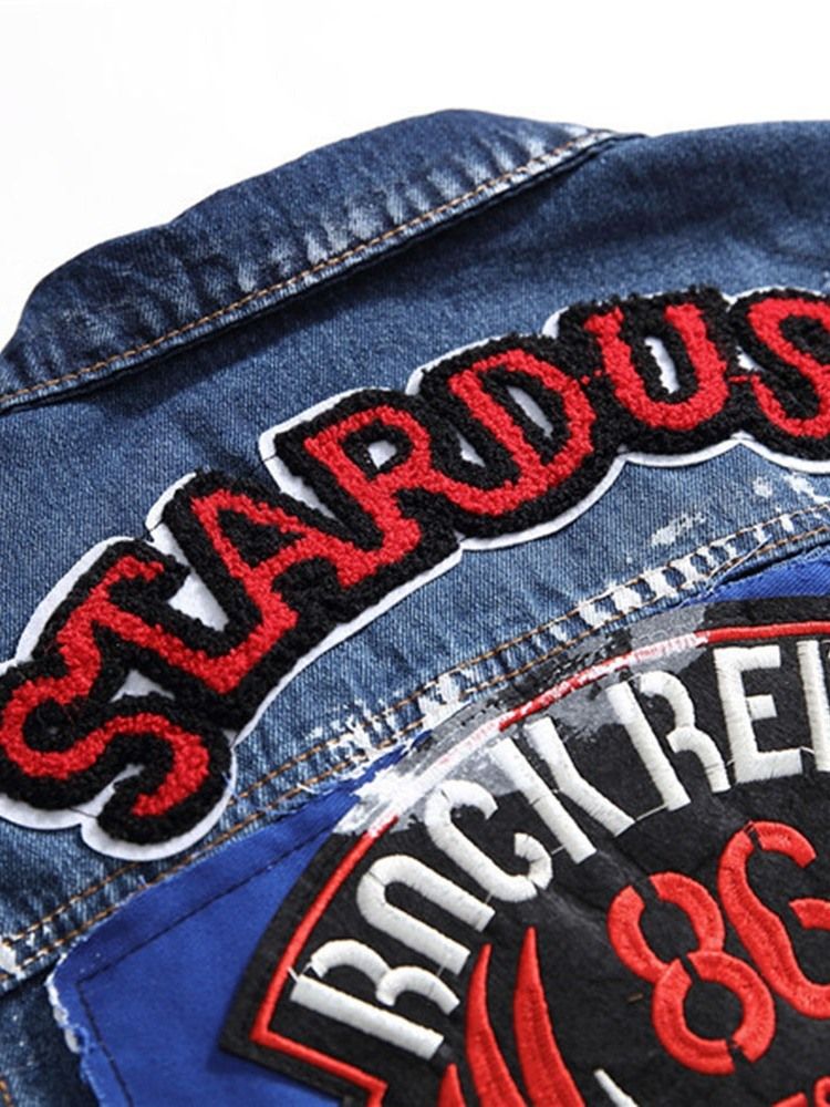 Letter Appliques Lapel Eurooppalainen Miesten Takki