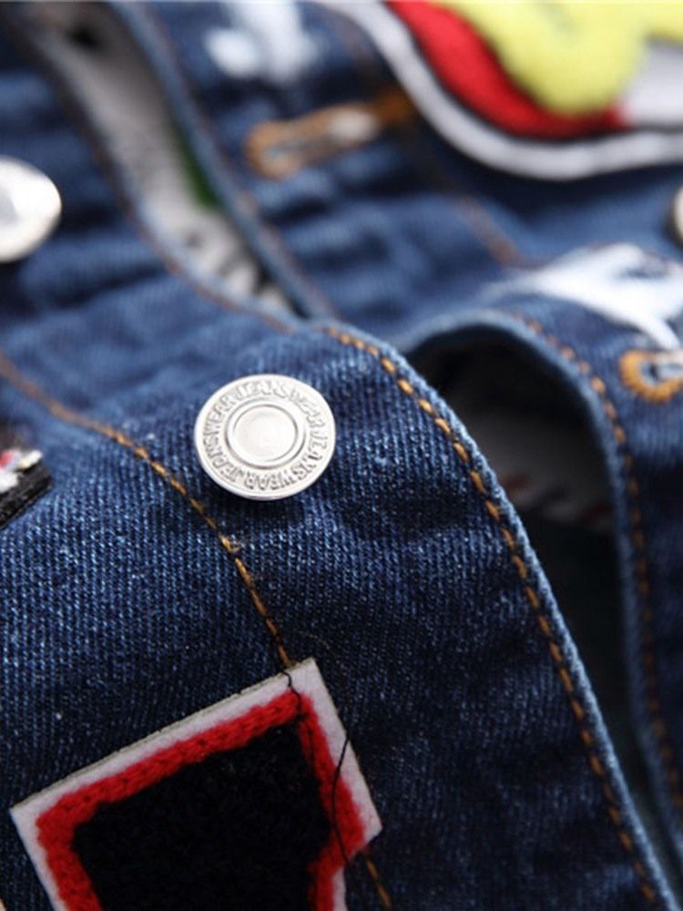 Letter Appliques Lapel Eurooppalainen Miesten Takki