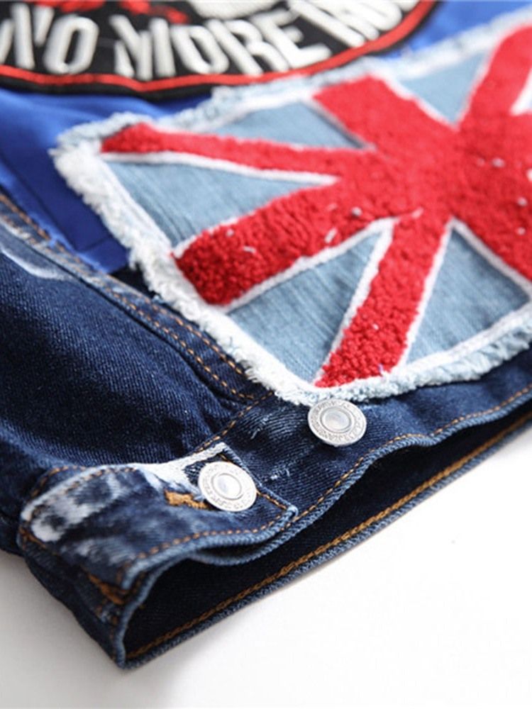 Letter Appliques Lapel Eurooppalainen Miesten Takki