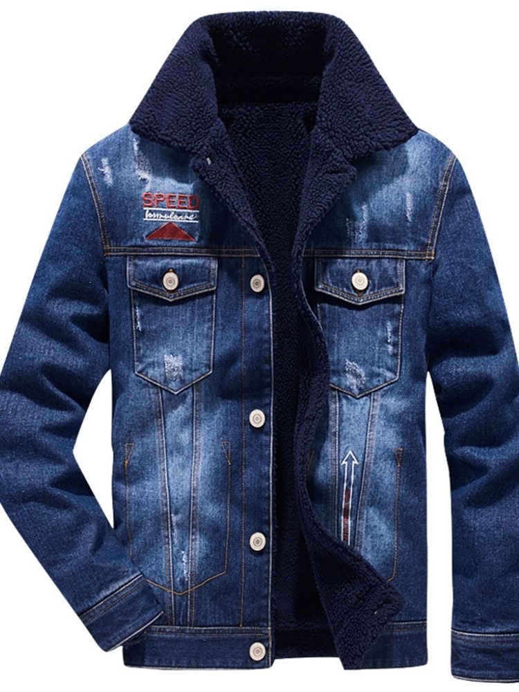 Letter Fleece Lapel Talvi Rento Miesten Takki