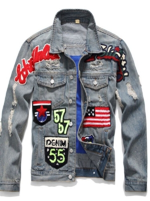 Letter Lapel Appliques Yksirivinen Miesten Takki