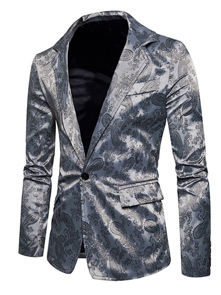Lovitettu Käänne Slim Fit Taskukuvioitu Miesten Bleiseri