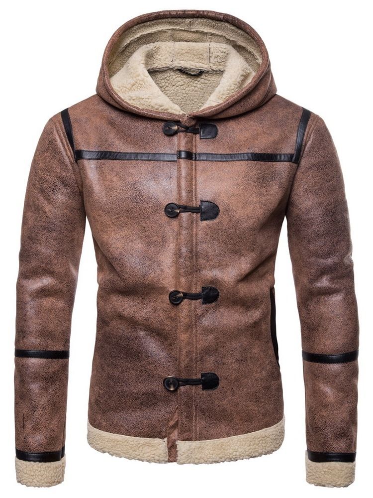 Miesten Ohut Takki Jonka Väri On Patchwork Hooded Zipper