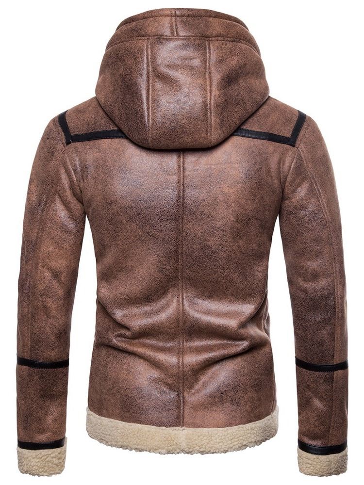 Miesten Ohut Takki Jonka Väri On Patchwork Hooded Zipper