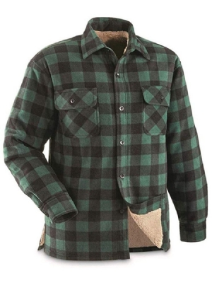 Plaid Lapel Fleece Fall Loose Miesten Takki
