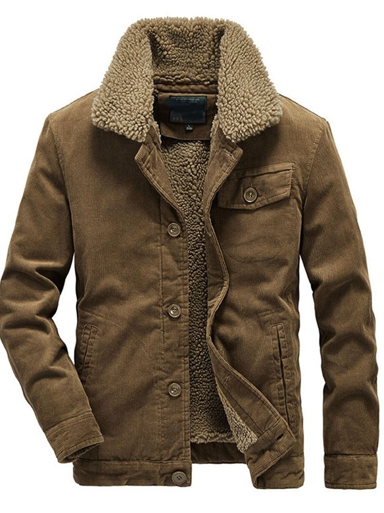 Plain Lapel Pocket Talvi Löysä Miesten Takki