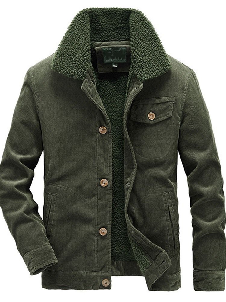 Plain Lapel Pocket Talvi Löysä Miesten Takki