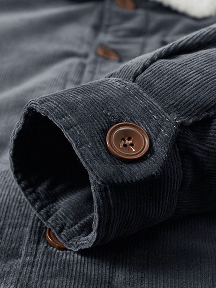 Plain Lapel Pocket Talvi Löysä Miesten Takki