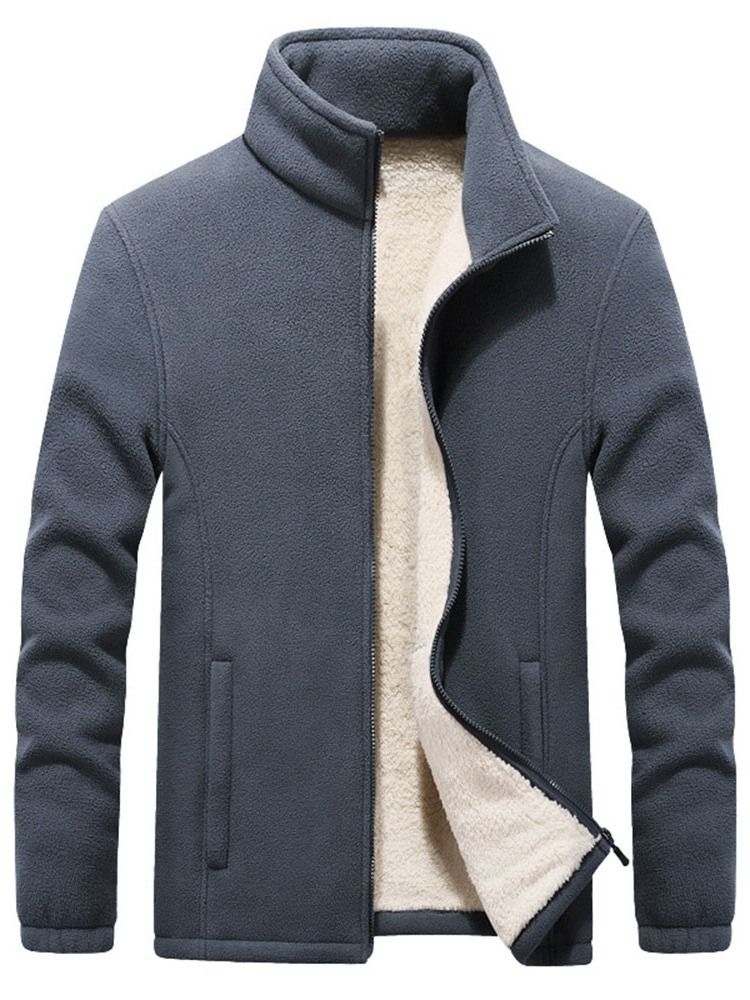Plain Stand Collar Casual Miesten Vetoketjutakki