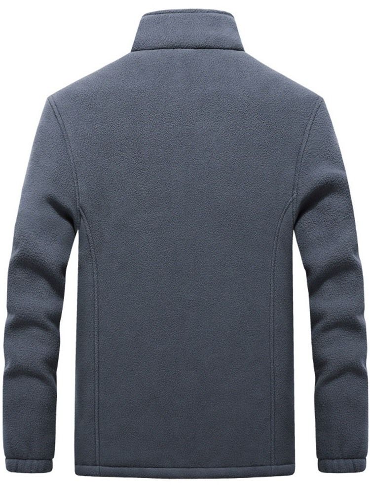 Plain Stand Collar Casual Miesten Vetoketjutakki