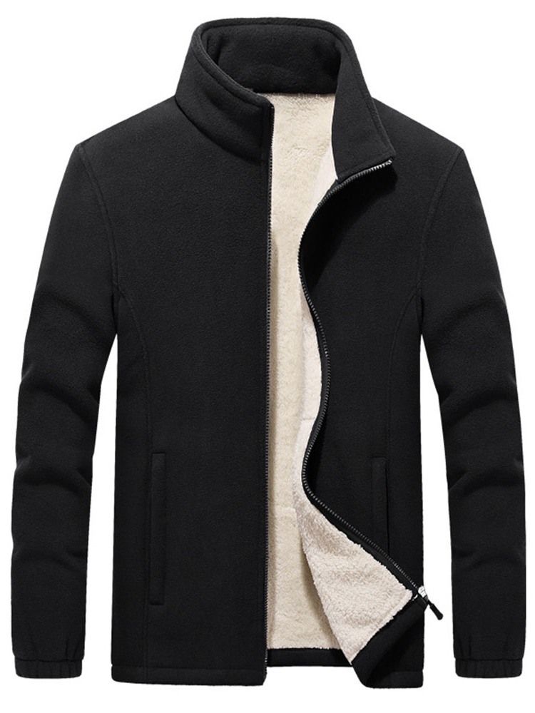 Plain Stand Collar Casual Miesten Vetoketjutakki