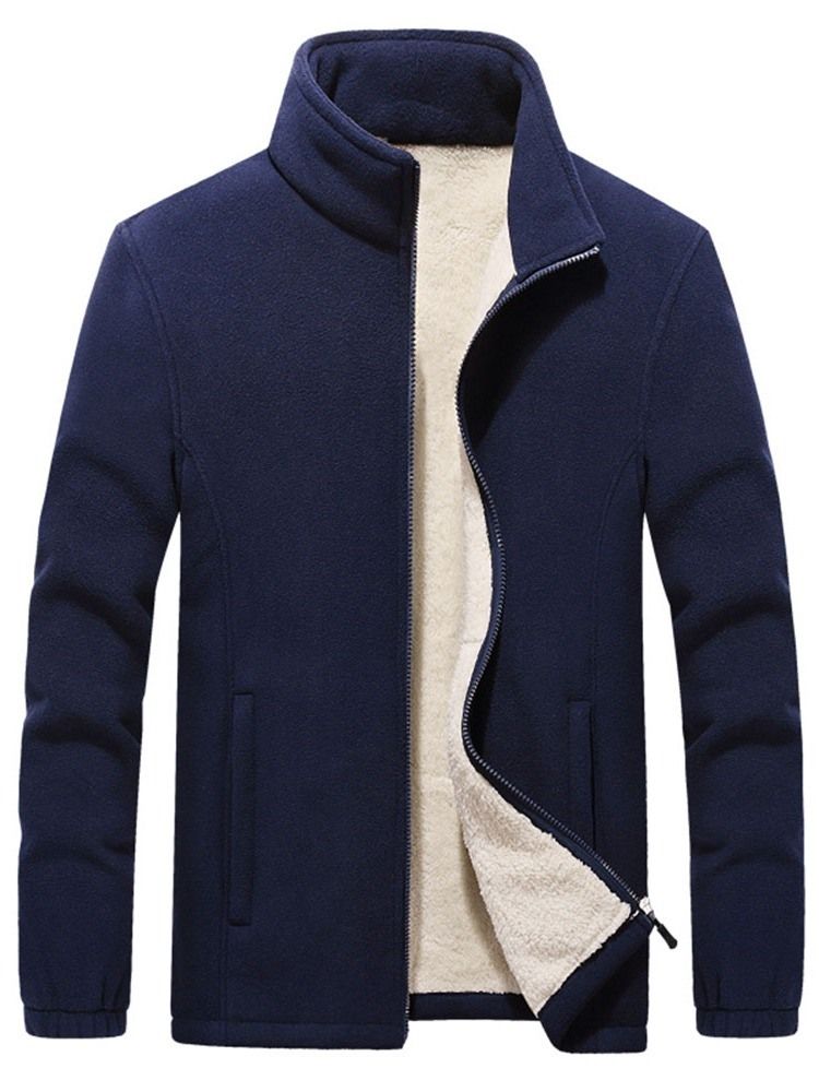 Plain Stand Collar Casual Miesten Vetoketjutakki