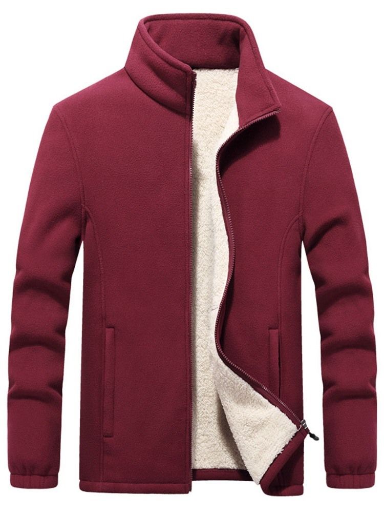 Plain Stand Collar Casual Miesten Vetoketjutakki