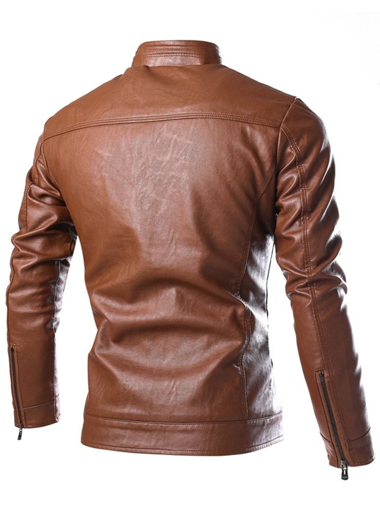 Pu-jalusta Colalr Zip Slim Miesten Takki