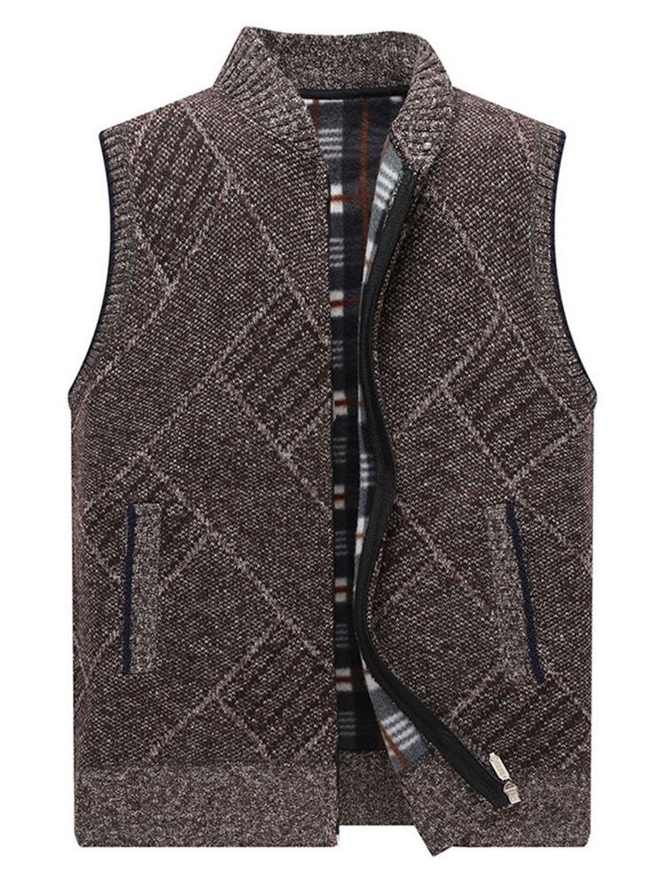 Stand Collar Casual Vetoketjullinen Miesten Liivi