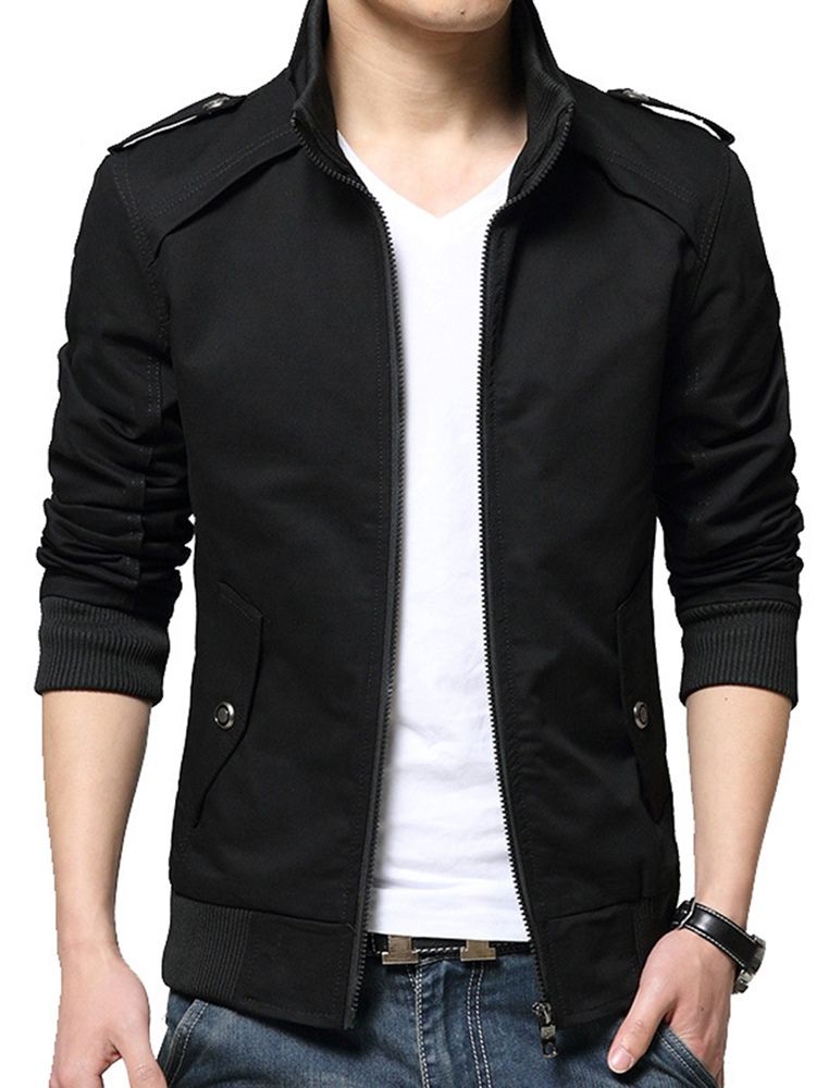 Stand Collar Slim Zipper Miesten Lyhyt Takki