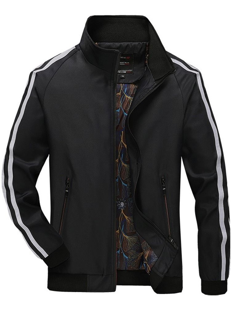 Stripe Zipper Miesten Kauluspaita