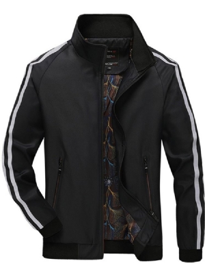 Stripe Zipper Miesten Kauluspaita
