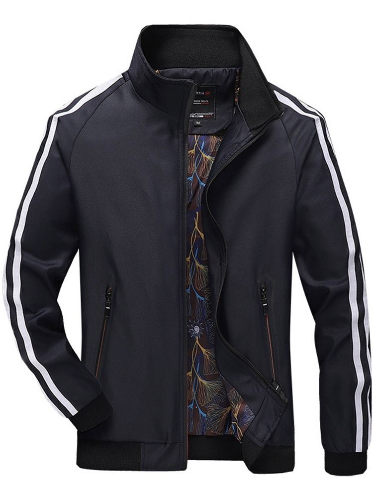 Stripe Zipper Miesten Kauluspaita