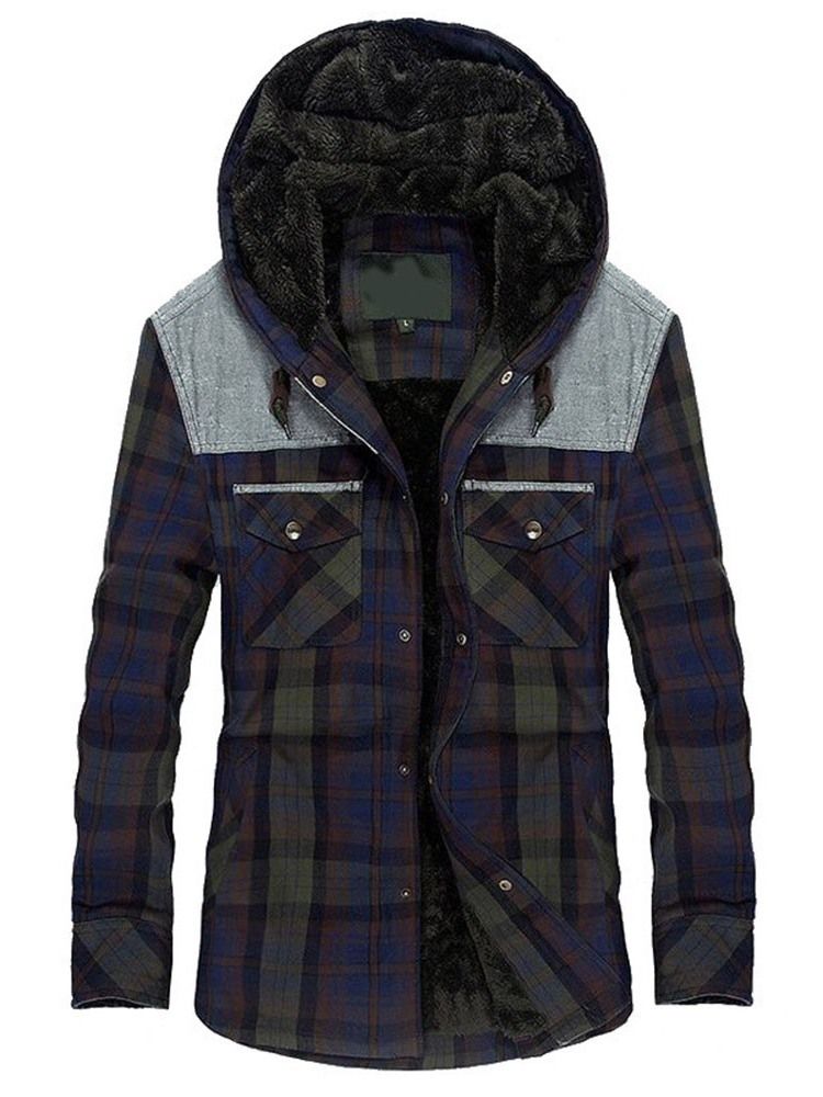 Taskuhupullinen Fleece-yksirivinen Miesten Ohut Takki