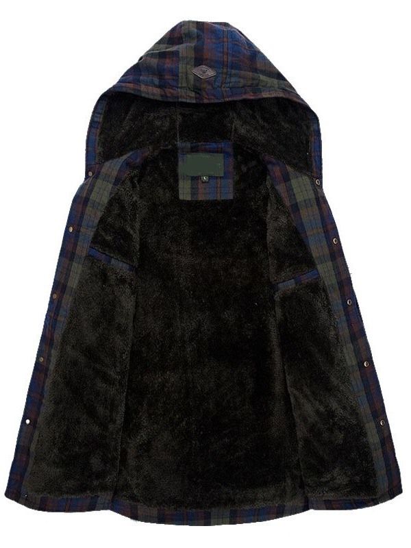 Taskuhupullinen Fleece-yksirivinen Miesten Ohut Takki