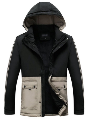 Värilohko Keskipitkä Patchwork Casual Zipper Miesten Untuvatakki