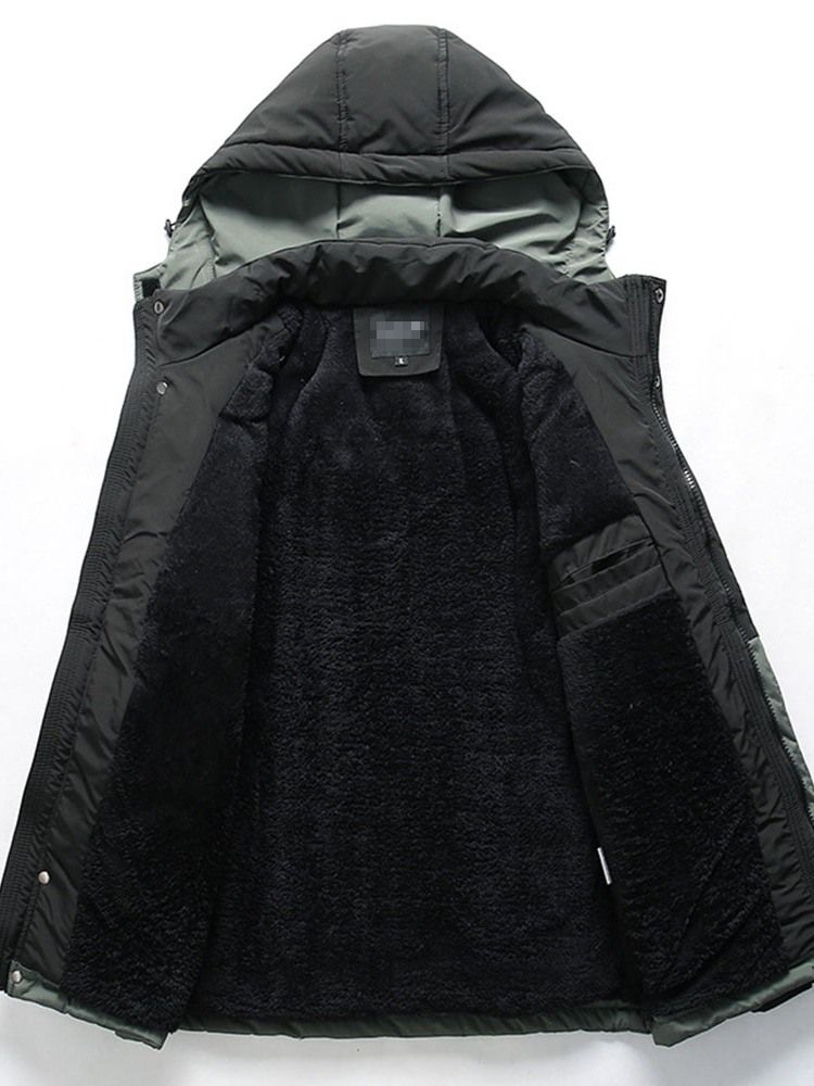 Värilohko Keskipitkä Patchwork Casual Zipper Miesten Untuvatakki