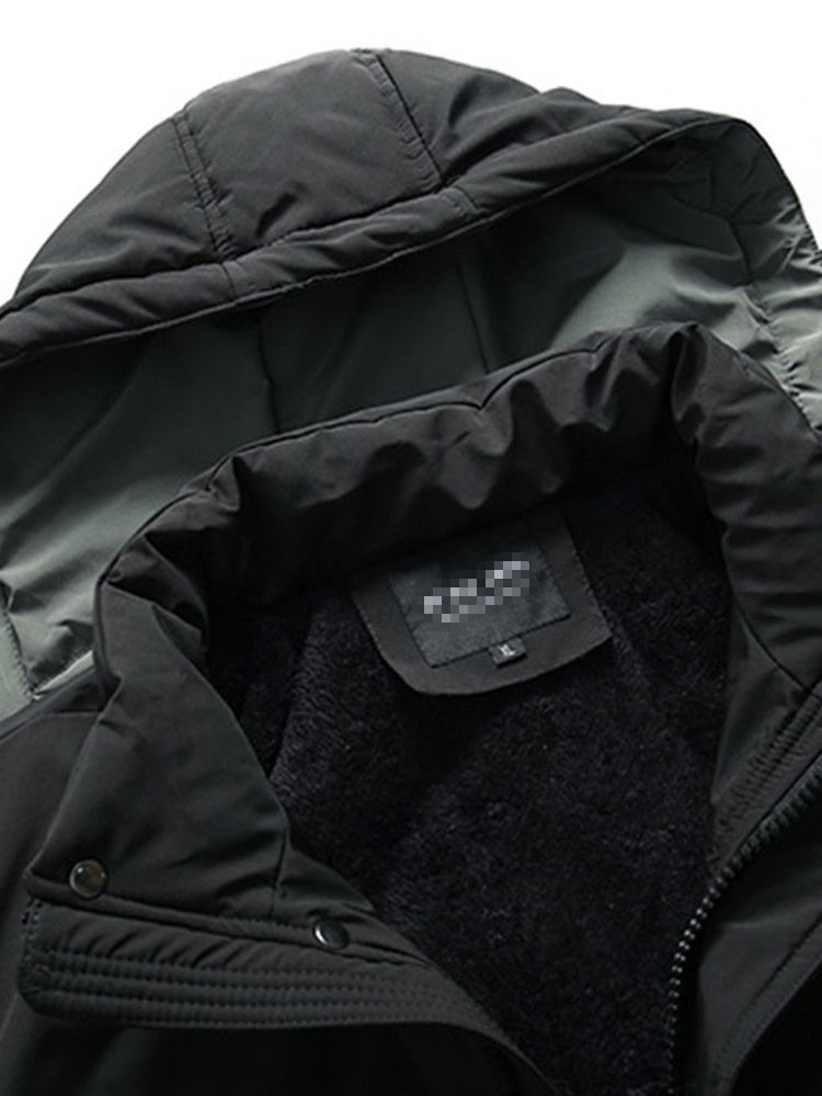 Värilohko Keskipitkä Patchwork Casual Zipper Miesten Untuvatakki