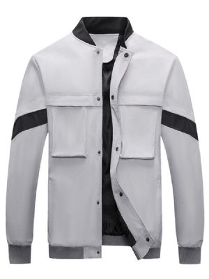 Väripatruuna Patchwork Stand Collar Casual Fall Miesten Takki