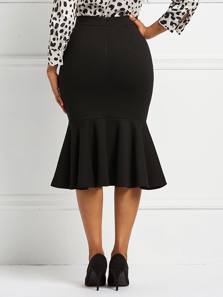 Mermaid Plain Ruffles Split Naisten Hame
