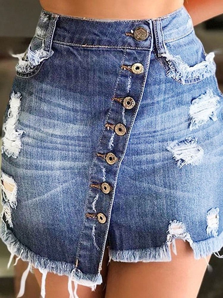 Naisten Epäsymmetrinen Tavallinen Denim Korkea Vyötäröhame