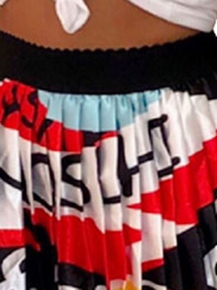 Naisten Sarjakuva Laskostettu Printtihame